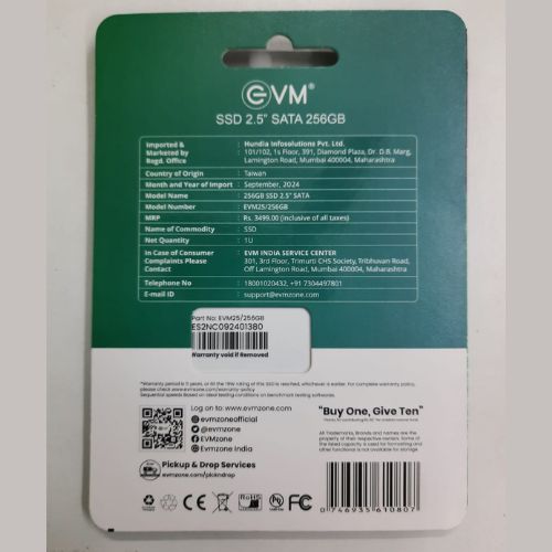 EVM SSD 256GB 2.5" SATA SOLID STATE DRIVE | SATA III 6Gb/s | 3D NAND